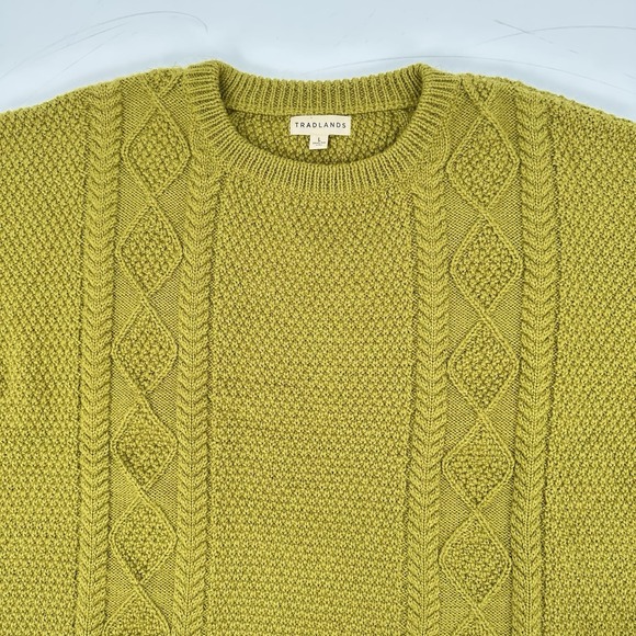 Tradlands Modern Fisherman Sweater Womens L Alpaca Blend Marigold Heritage Cozy - Picture 8 of 12